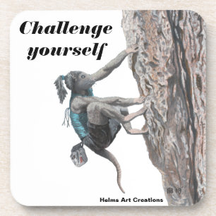 Wererat Girl Rock Climbing Challenge Coasters