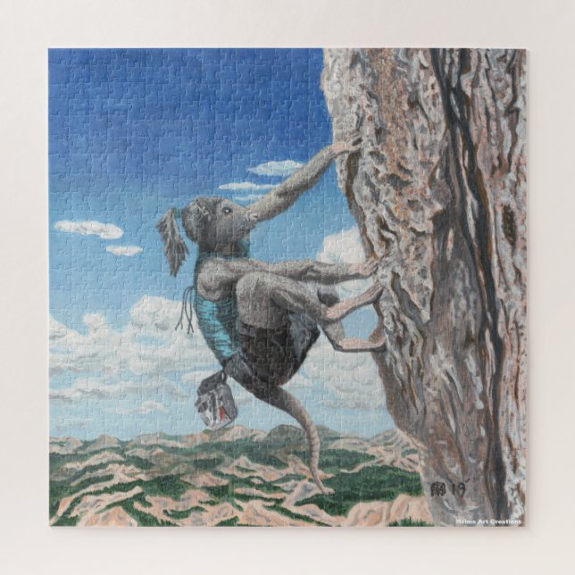 Wererat Girl Rock Climbing Large Fantasy Puzzle (Vertical)