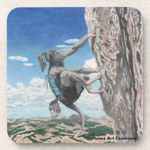 Wererat Girl Rock Climbing Plastic Coasters