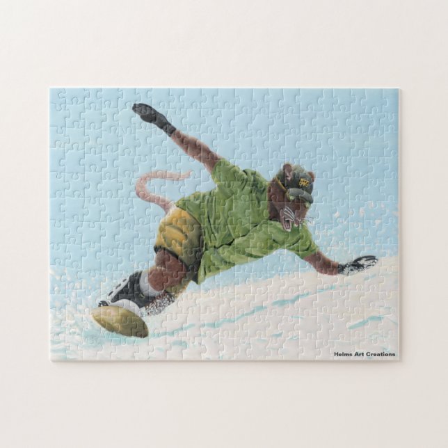 Wererat Snowboarder Fantasy Art Medium Puzzle (Horizontal)