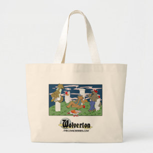Werewoles Eating Pizza Large Tote Bag