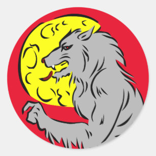 WEREWOLF AND A FULL MOON HALLOWEEN STICKER