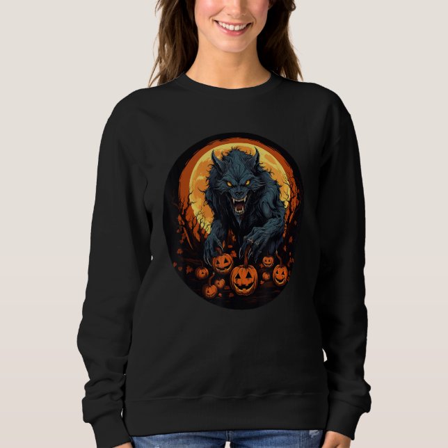 Werewolf and Pumpkins Costume for Man and Woman 1 Sweatshirt (Front)