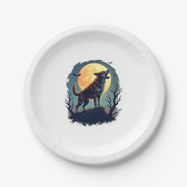 Werewolf Beagle Howl Paper Plate (Front)