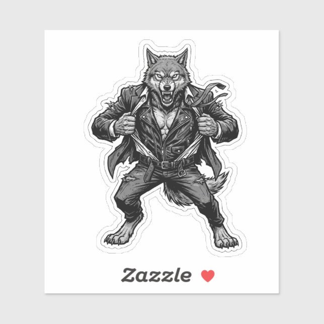 Werewolf Biker Decal — Wild Motorcycle Vinyl Stick (Sheet)