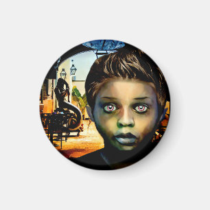 werewolf black boy in New Orleans Original Art Magnet