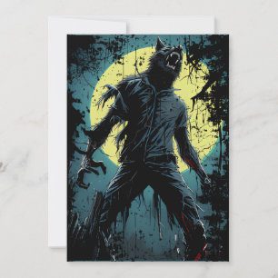werewolf by night  wolf ripping invitation