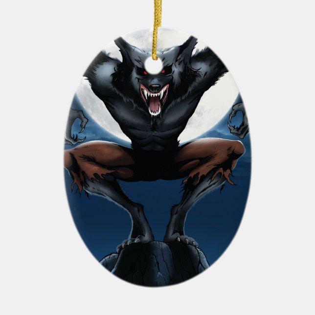 Werewolf Ceramic Tree Decoration (Front)