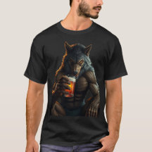 werewolf drinking beer t-shirt