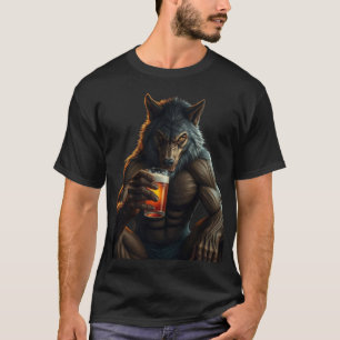 werewolf drinking beer t-shirt