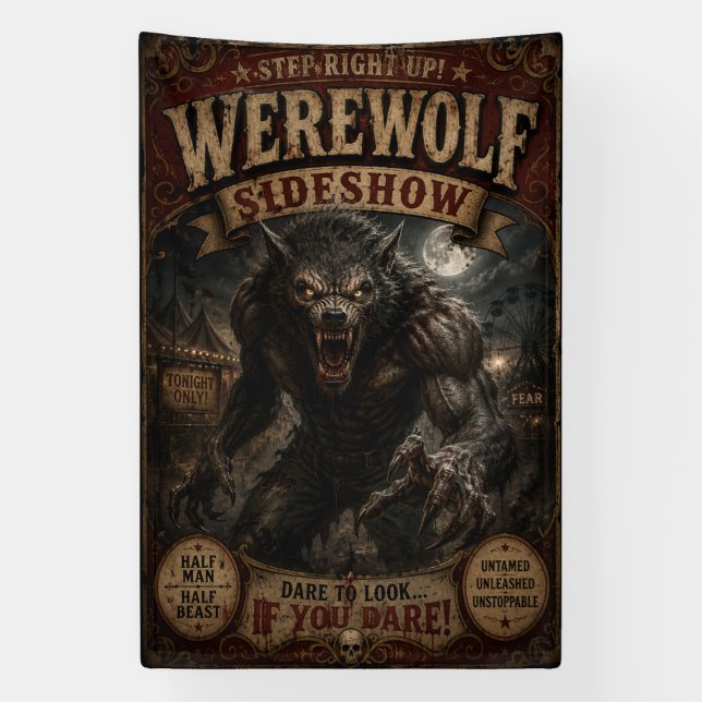 Werewolf Freak Show Sideshow Banner (Vertical)