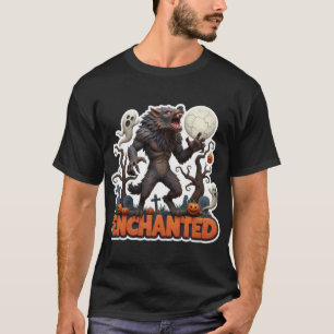 Werewolf ghosts pumpkins Halloween scene T-Shirt