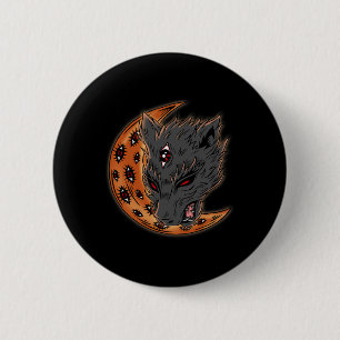 Werewolf Halloween Crescent Moon Horror Eyes Goth 6 Cm Round Badge