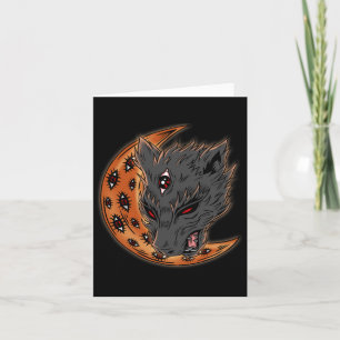 Werewolf Halloween Crescent Moon Horror Eyes Goth Card
