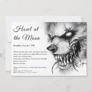 Werewolf Halloween Invitation – Full Moon Horror 