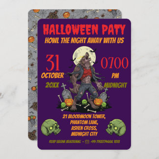 🎃 Werewolf Halloween Invite Card 🐺