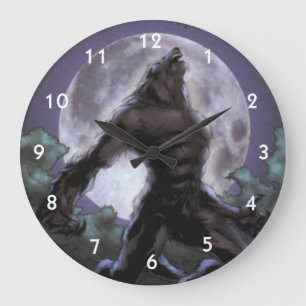 Werewolf Howling At The Moon Large Clock