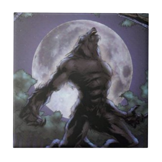 Werewolf Howling At The Moon Tile (Front)