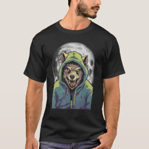 Werewolf in Hoodie Vintage Halloween Horror Hiphop T-Shirt