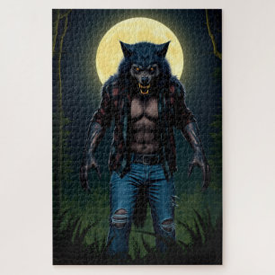 Werewolf in the forest by the moonlight jigsaw puzzle