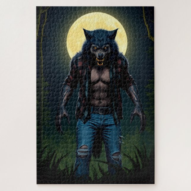 Werewolf in the forest by the moonlight jigsaw puzzle (Vertical)