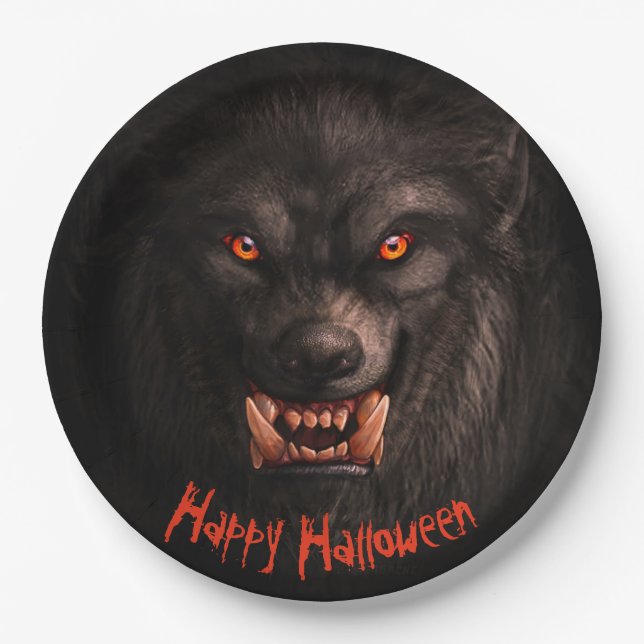 Werewolf (Lycanthropy) Halloween Paper Plate (Front)