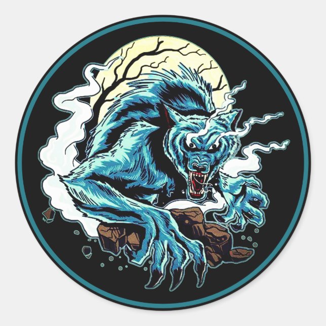 Werewolf Moon Classic Round Sticker (Front)
