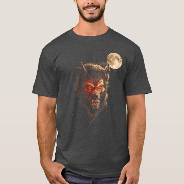 Werewolf Moon Horror Howl Wolf Halloween Creature  T-Shirt (Front)