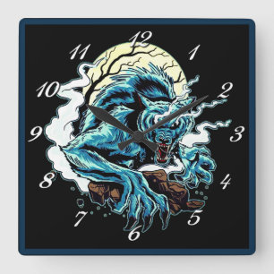 Werewolf Moon Square Wall Clock