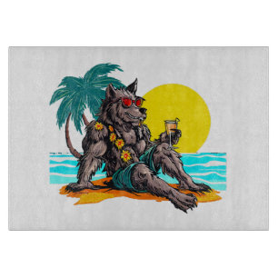 werewolf on vacation cutting board