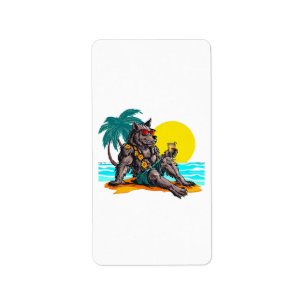 werewolf on vacation label