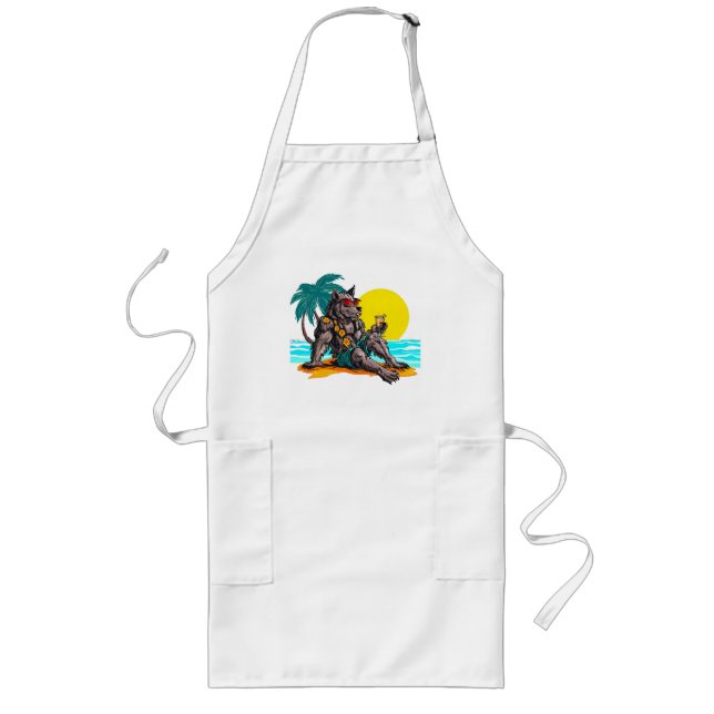 werewolf on vacation long apron (Front)
