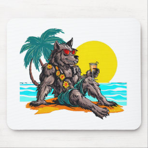 werewolf on vacation mouse pad