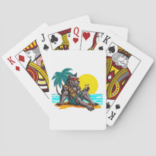 werewolf on vacation playing cards