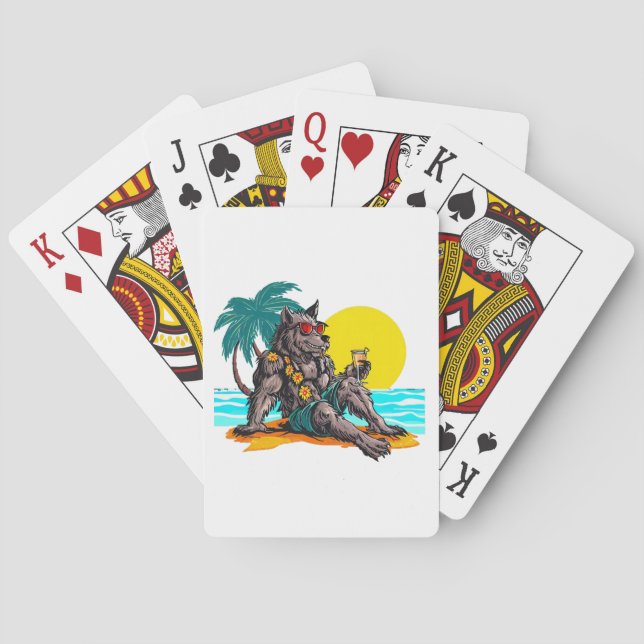 werewolf on vacation playing cards (Back)