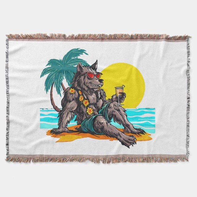 werewolf on vacation throw blanket (Front)