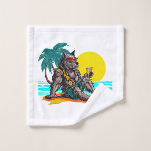 werewolf on vacation wash cloth