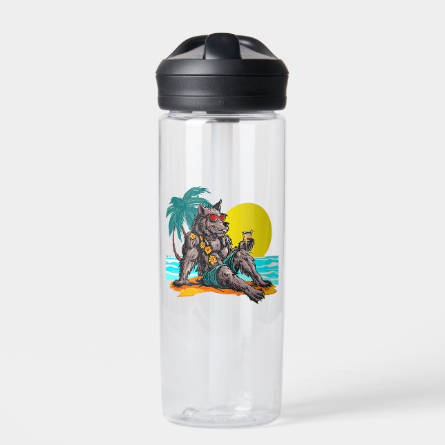 werewolf on vacation water bottle (Front)