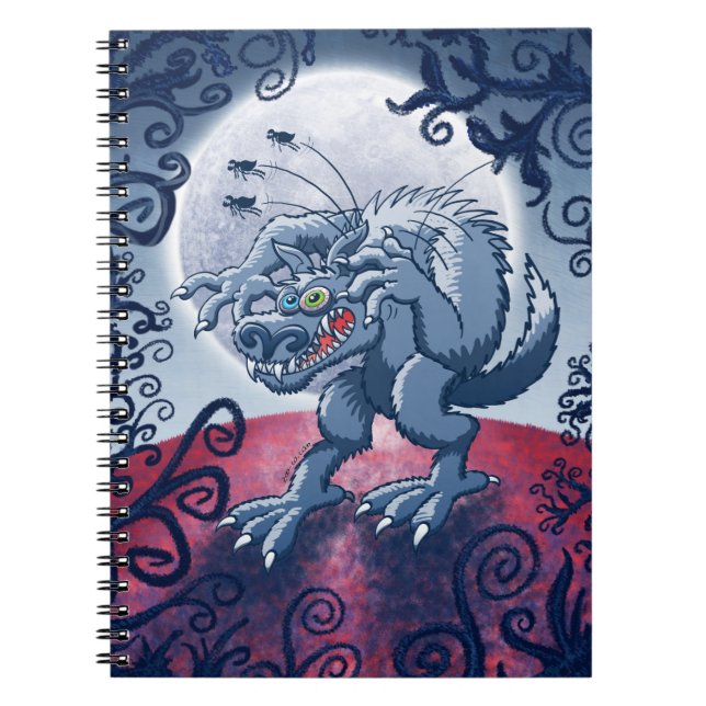 Werewolf Scratching Spooky Fleas Notebook (Front)