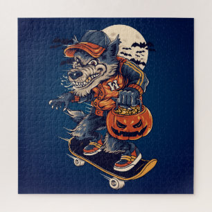 Werewolf Skateboarding Jigsaw Puzzle