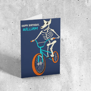 Werewolf Skeleton on a BMX Bike Boys Birthday Card