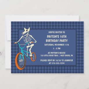Werewolf Skeleton on a BMX Bike Horizontal Boys Invitation