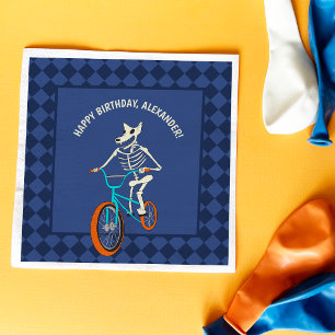 Werewolf Skeleton on a BMX Bike Personalized Napkin