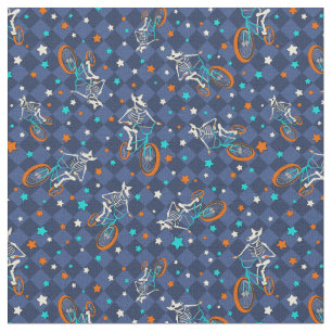 Werewolf Skeletons and BMX Bikes Patterned Fabric