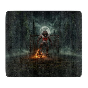 Werewolf Soccer Player Halloween Horror Art Cutting Board