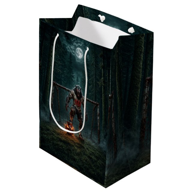 Werewolf Soccer Player Halloween Horror Art Medium Gift Bag (Front Angled)