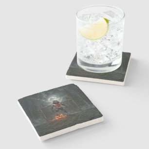 Werewolf Soccer Player Halloween Horror Art Stone Coaster