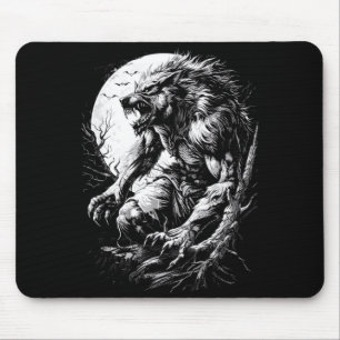 Werewolf Wolf Howling at Full Moon Mouse Pad
