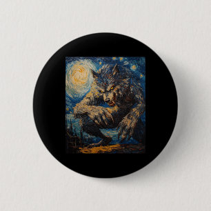 Werewolf Wolf Wolves - Van Gogh Style – Starry Nig 6 Cm Round Badge