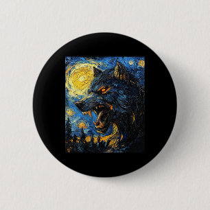 Werewolf Wolf Wolves - Van Gogh Style – Starry Nig 6 Cm Round Badge